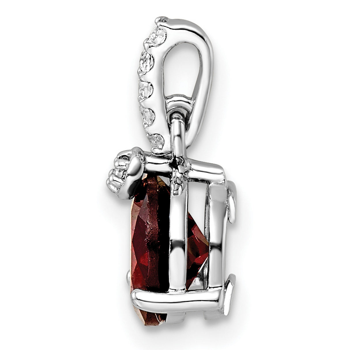 Sterling Silver Garnet Pendant with White Topaz Accents, January Birthstone Jewelry for Women