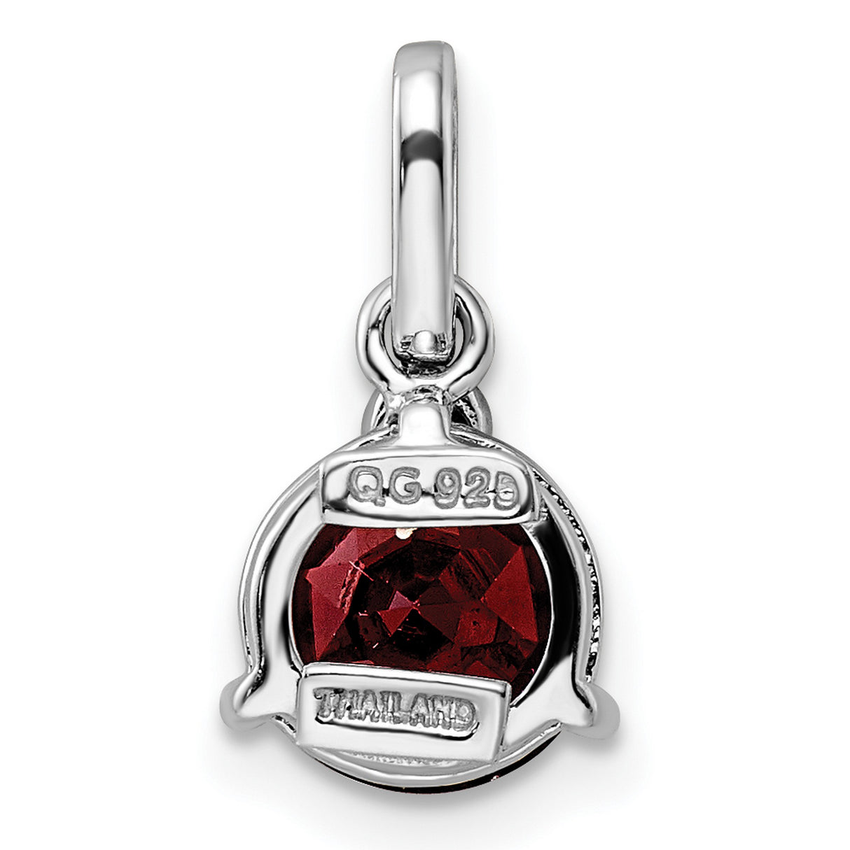 Sterling Silver Garnet Pendant with White Topaz Accents, January Birthstone Jewelry for Women