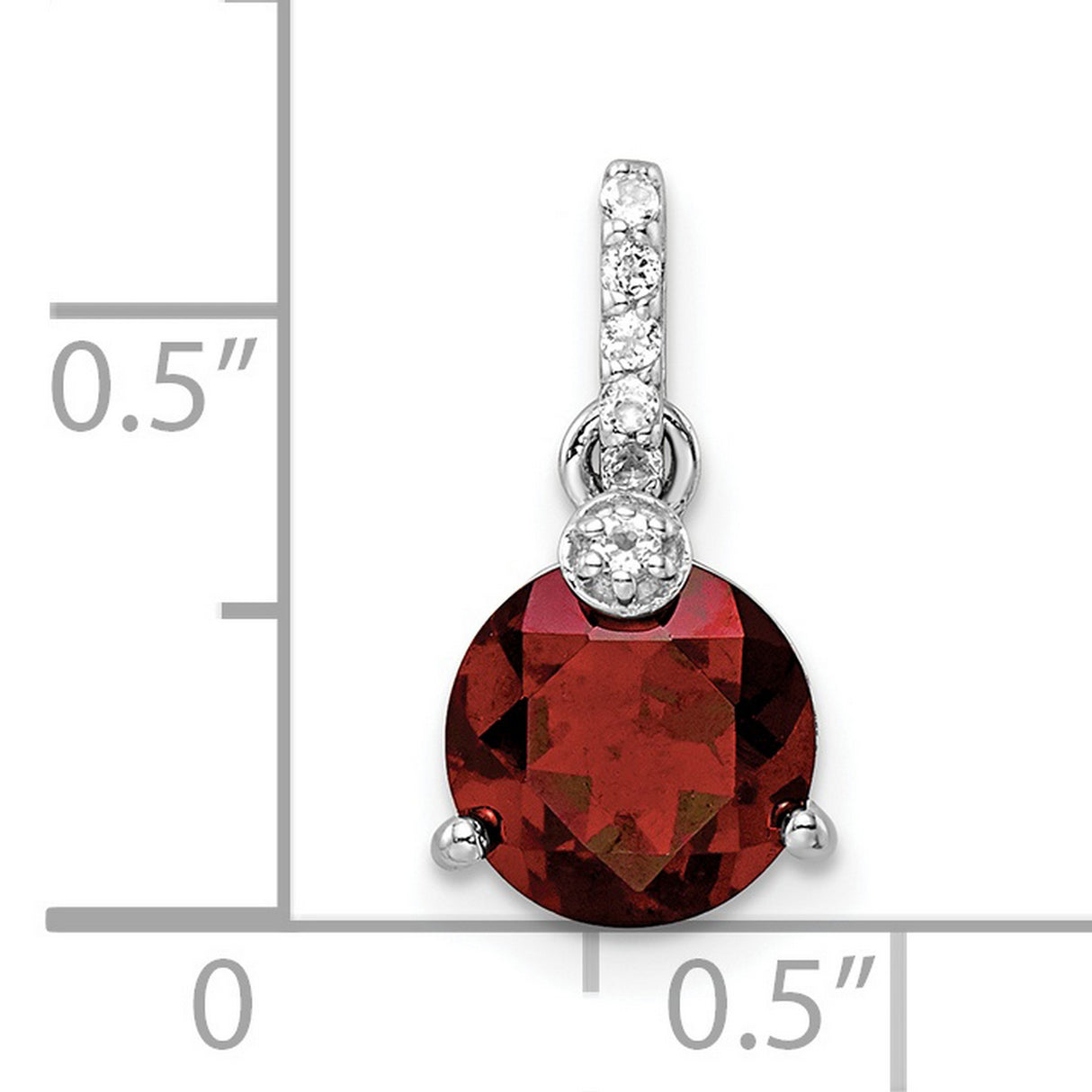 Sterling Silver Garnet Pendant with White Topaz Accents, January Birthstone Jewelry for Women