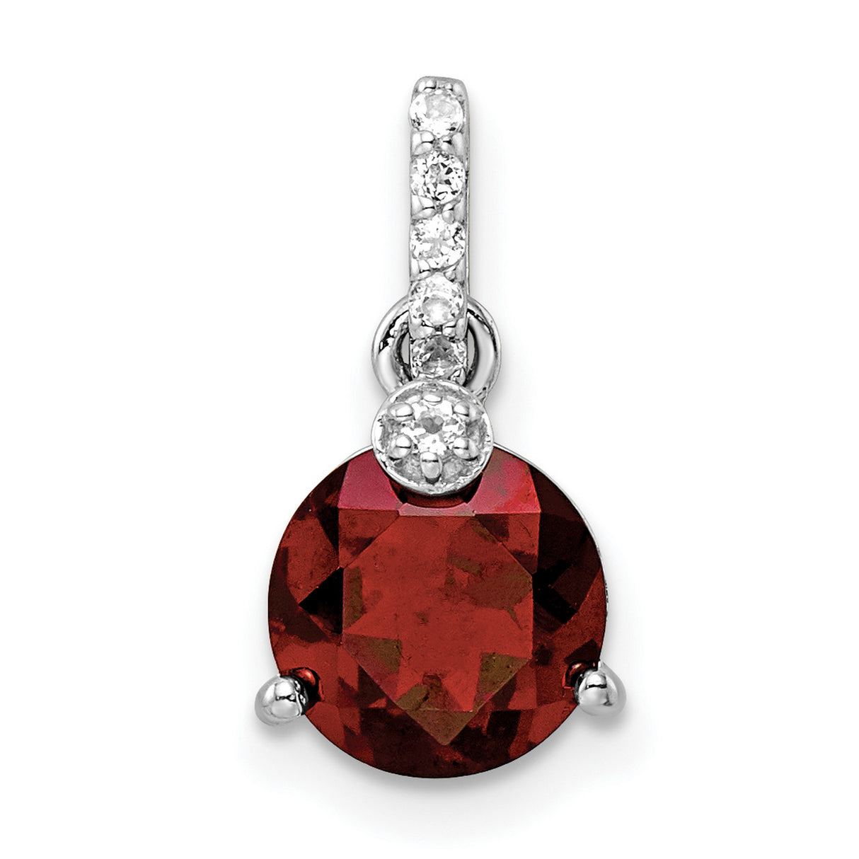 Sterling Silver Garnet Pendant with White Topaz Accents, January Birthstone Jewelry for Women