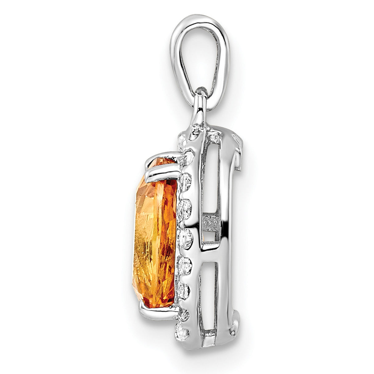 Oval 1.86t.w Citrine White Topaz Charm Pendant in Real 925 Sterling Silver