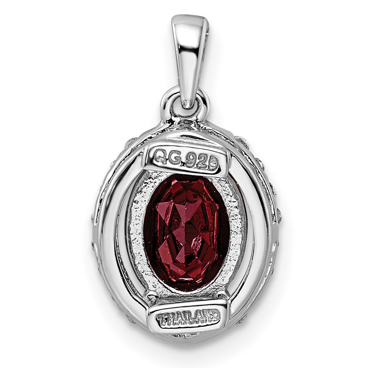 Oval 2.04t.w Garnet White Topaz Charm Pendant in Real 925 Sterling Silver