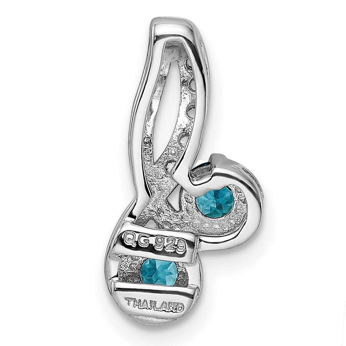Sterling Silver Pendant with Swiss Blue Topaz and White Topaz, Swirl Design
