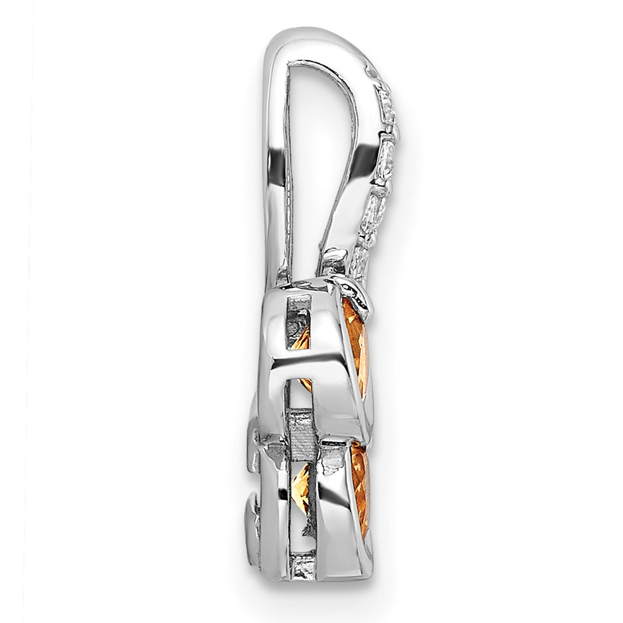 Sterling Silver Pendant with Citrine and White Topaz, Swirl Design, Symbol of Joy and Vitality