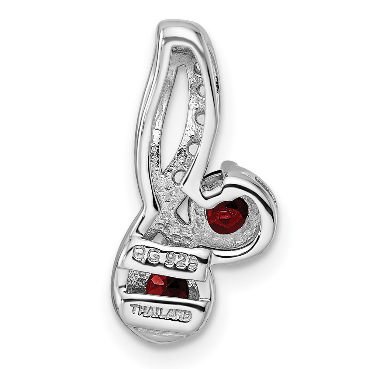 Sterling Silver Pendant with Garnet and White Topaz, Swirl Design, January Birthstone Jewelry