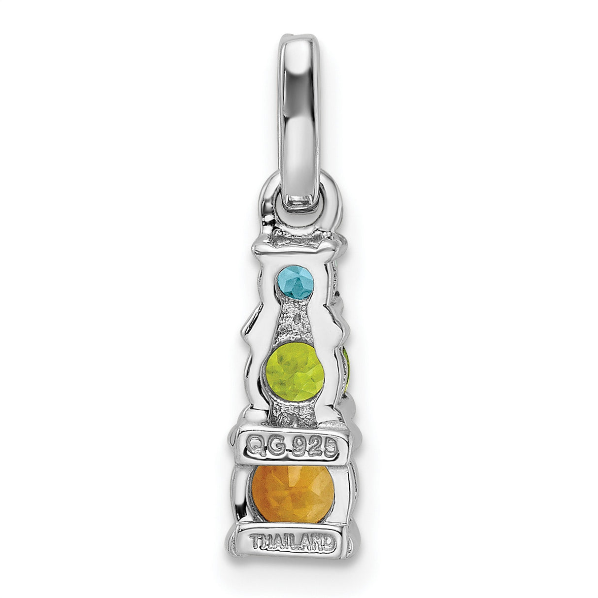 Sterling Silver Pendant with Swiss Blue Topaz and Peridot, Layered Stacked Design for Women