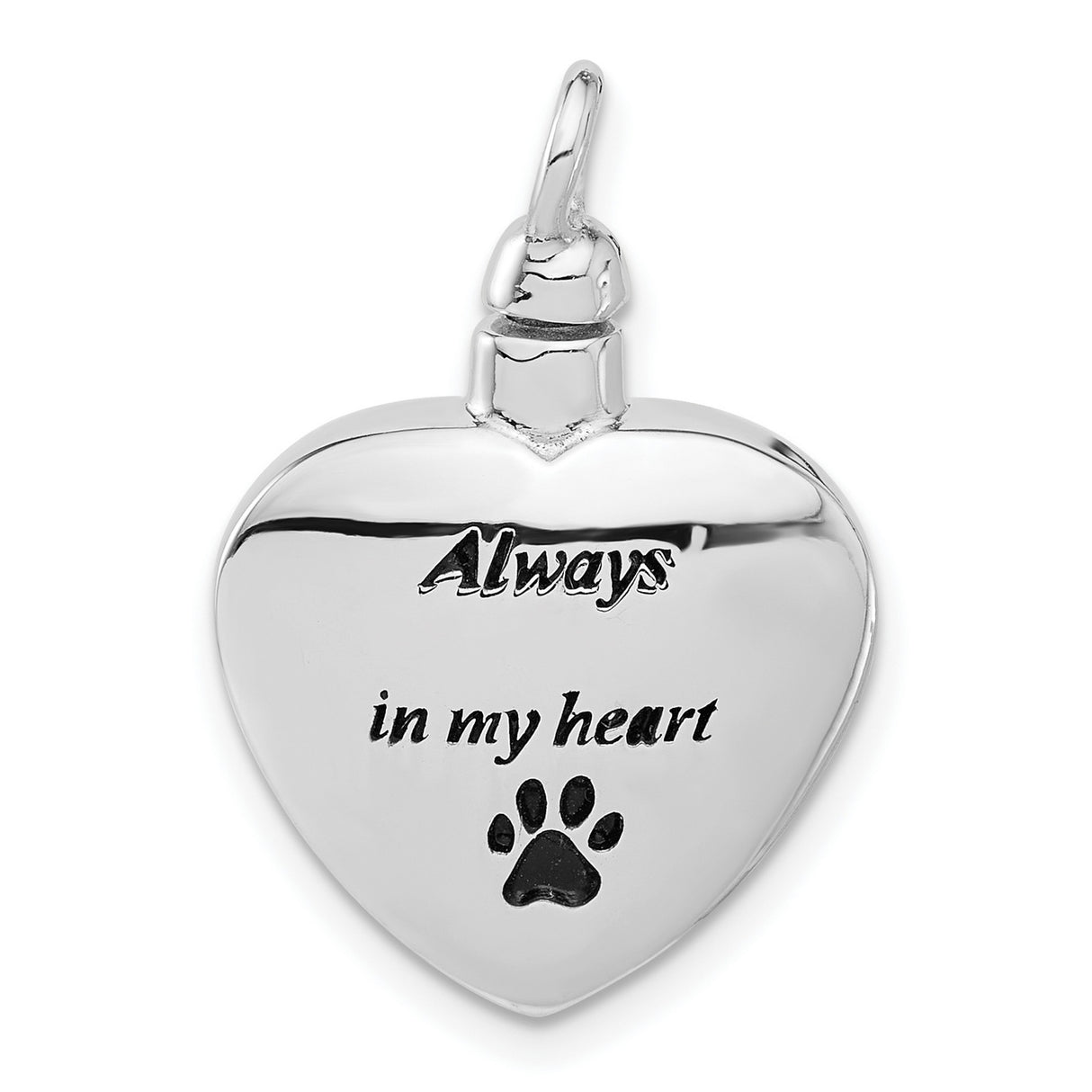 Sterling Silver Heart Pendant with Paw Print and Always in My Heart Engraving