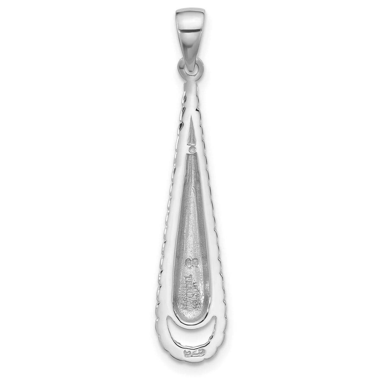 Sterling Silver Teardrop Pendant with Twisted Rope Design and Diamond Cut Detail