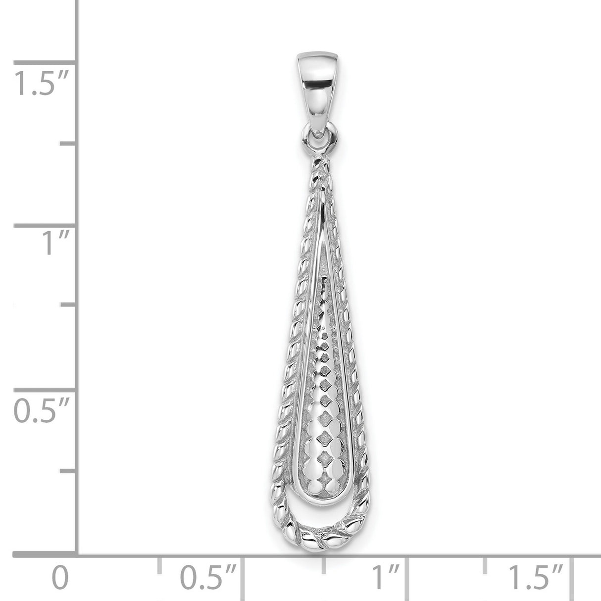 Sterling Silver Teardrop Pendant with Twisted Rope Design and Diamond Cut Detail