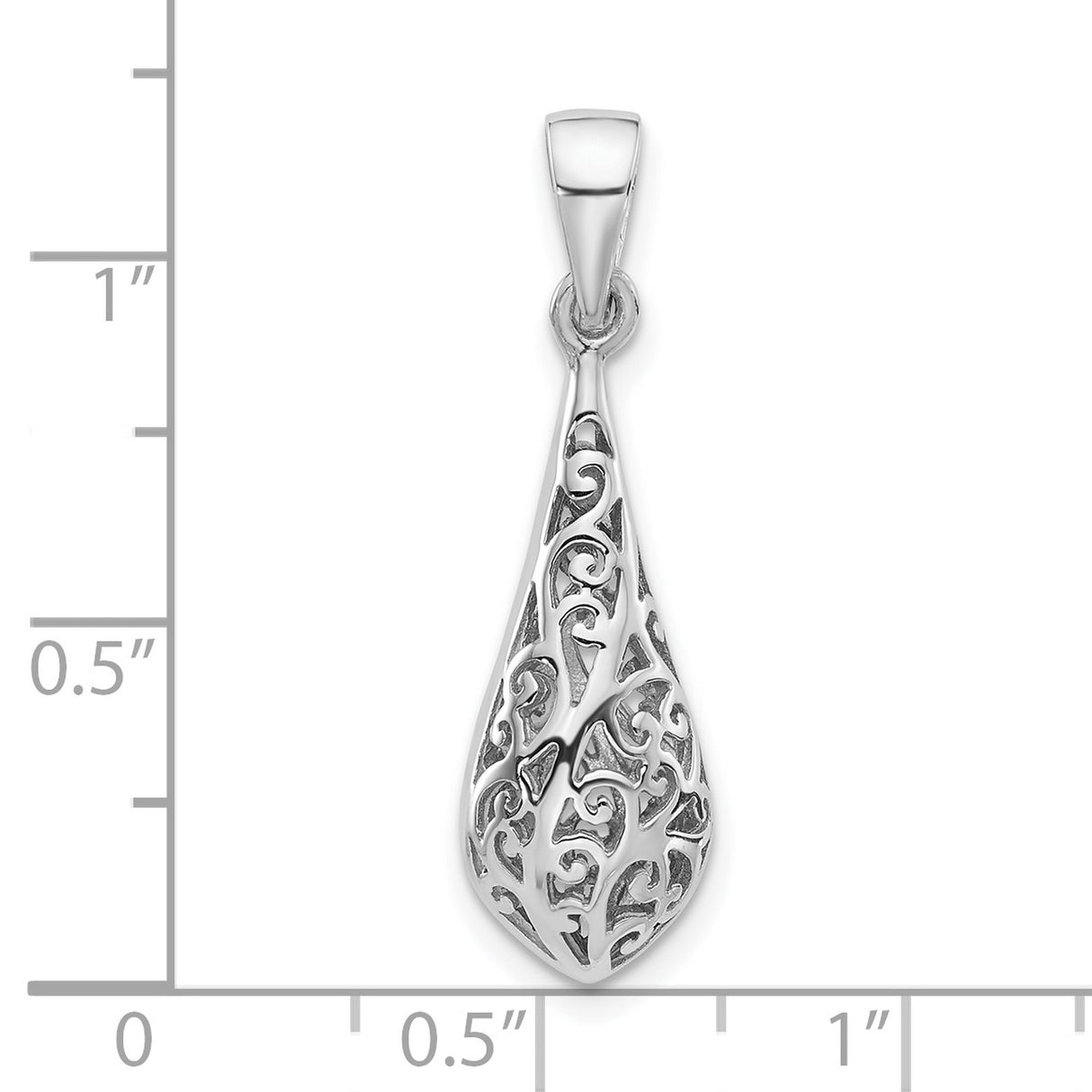 Sterling Silver Teardrop Pendant with Openwork Scroll Design, Vintage Filigree Style Charm