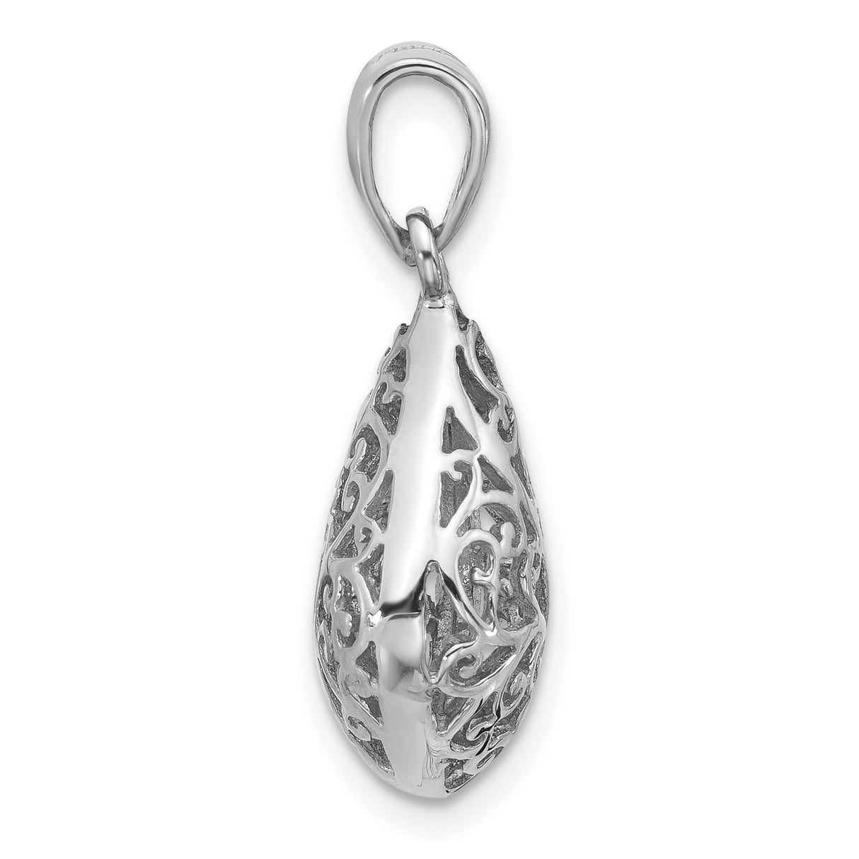 Sterling Silver Teardrop Pendant with Filigree Cutout Ichthys Fish Symbol, Christian Jewelry for Women