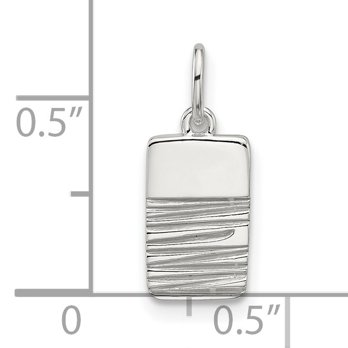Sterling Silver Rectangle Pendant with Textured Lines, Modern Minimalist Design, Unisex Jewelry