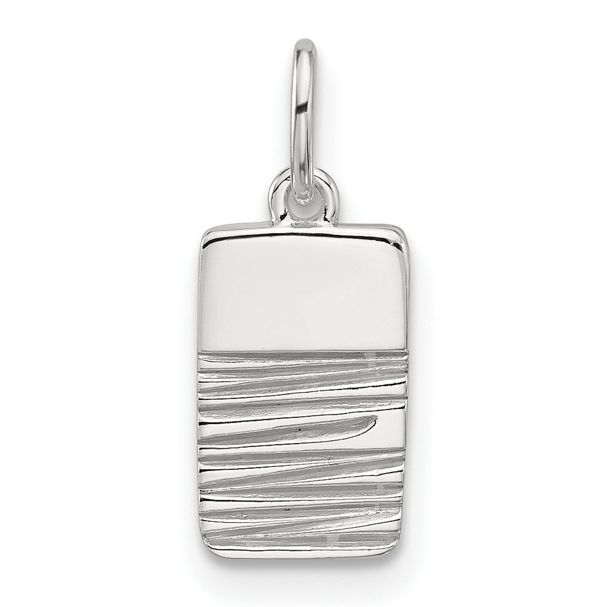 Sterling Silver Rectangle Pendant with Textured Lines, Modern Minimalist Design, Unisex Jewelry