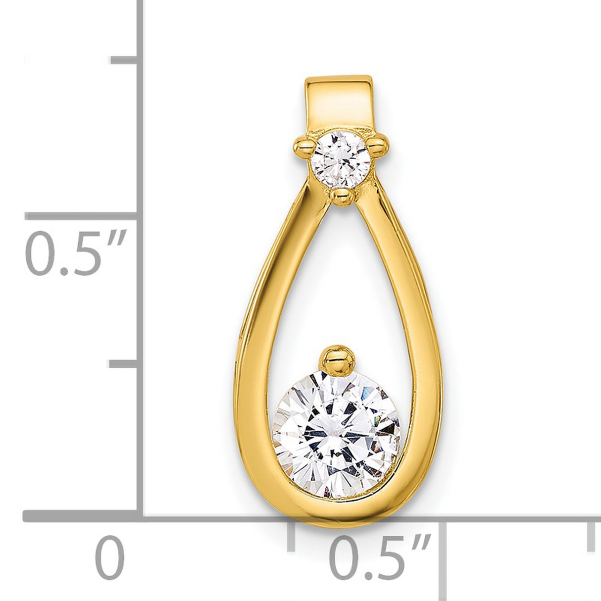 Sterling Silver Teardrop Pendant with Cubic Zirconia, Open Frame Design for Women