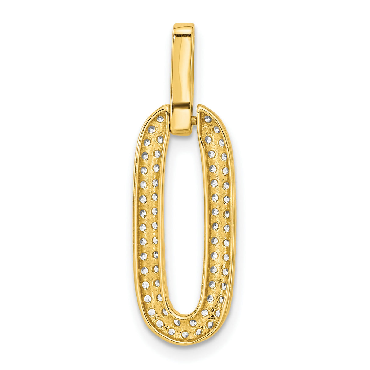 Sterling Silver Oval Link Pendant with Cubic Zirconia, Gold-Plated Modern Geometric Design