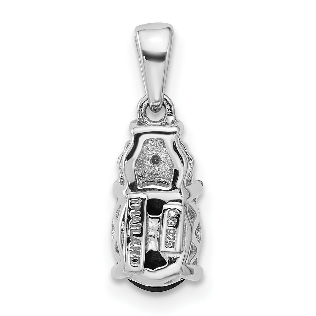 Sterling Silver Pendant with Black Onyx and Pink Cubic Zirconia Accents