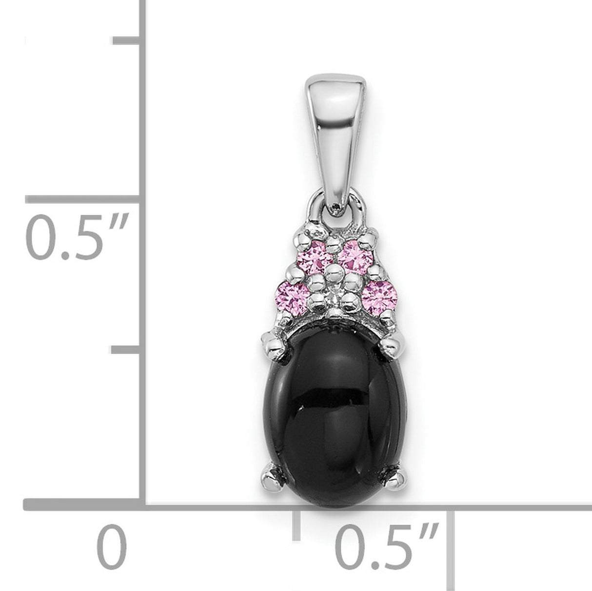 Sterling Silver Pendant with Black Onyx and Pink Cubic Zirconia Accents