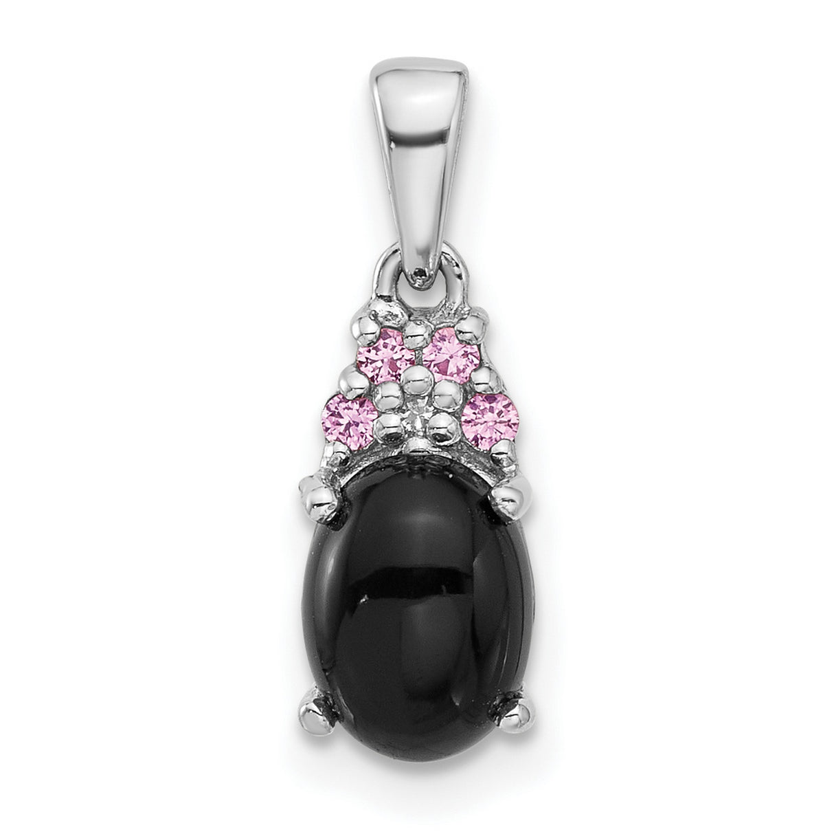 Sterling Silver Pendant with Black Onyx and Pink Cubic Zirconia Accents