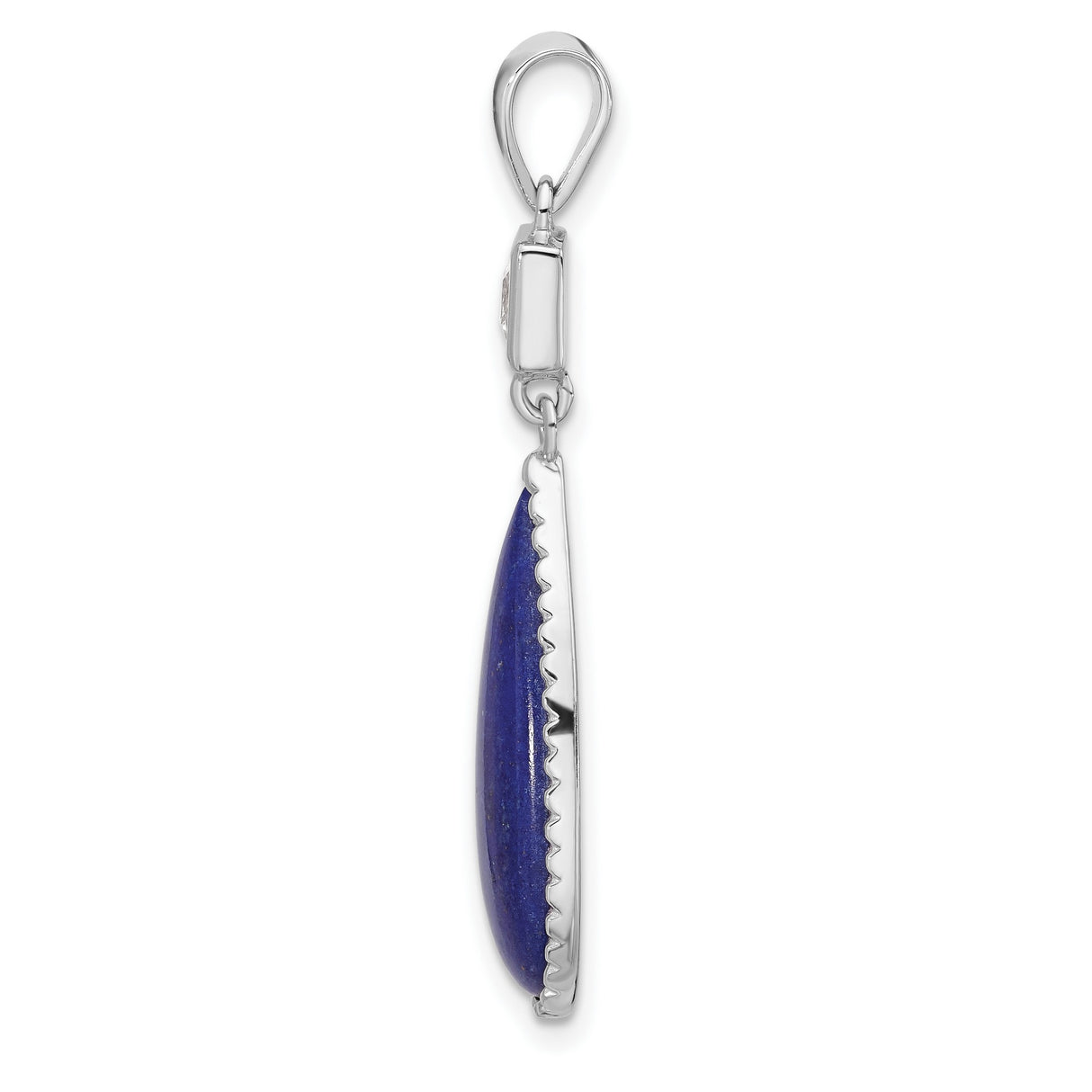 Sterling Silver Teardrop Pendant with Lapis Lazuli and Cubic Zirconia Accent, Boho Meditation Jewelry