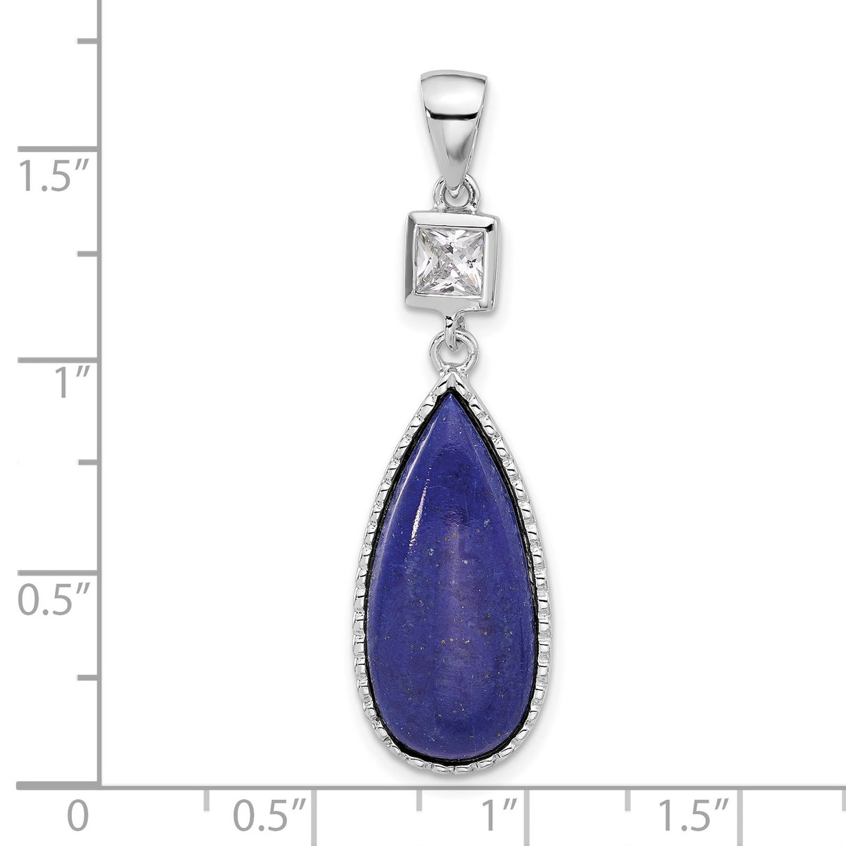 Sterling Silver Teardrop Pendant with Lapis Lazuli and Cubic Zirconia Accent, Boho Meditation Jewelry