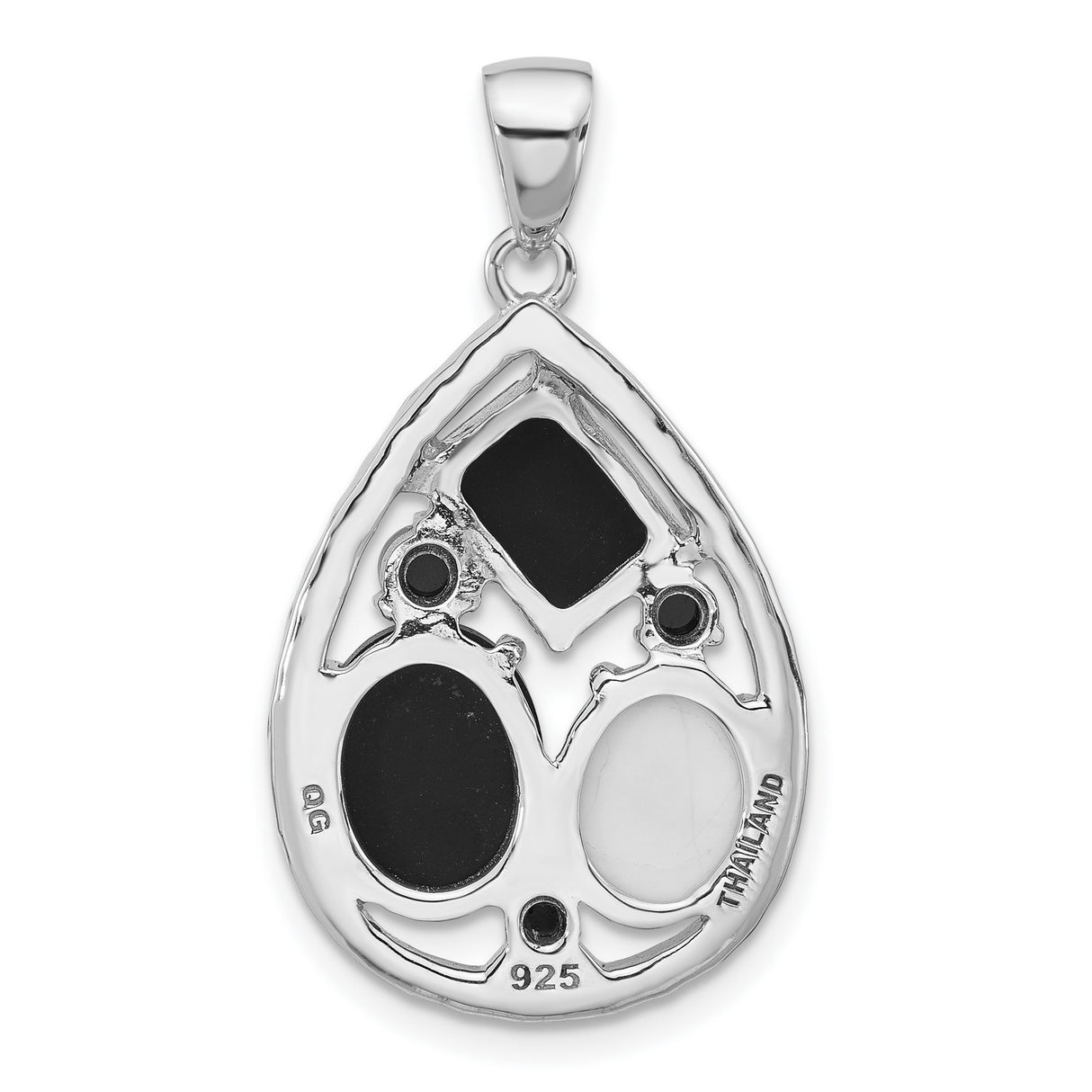 Sterling Silver Teardrop Pendant with Howlite and Agate, Modern Mosaic Design for Women