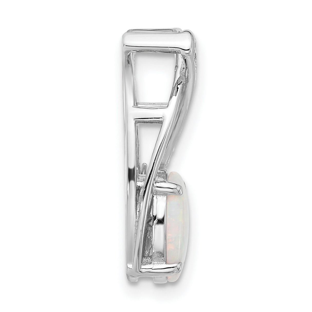 Sterling Silver Ichthys Pendant with Lab Created White Opal and Cubic Zirconia, Christian Infinity Design