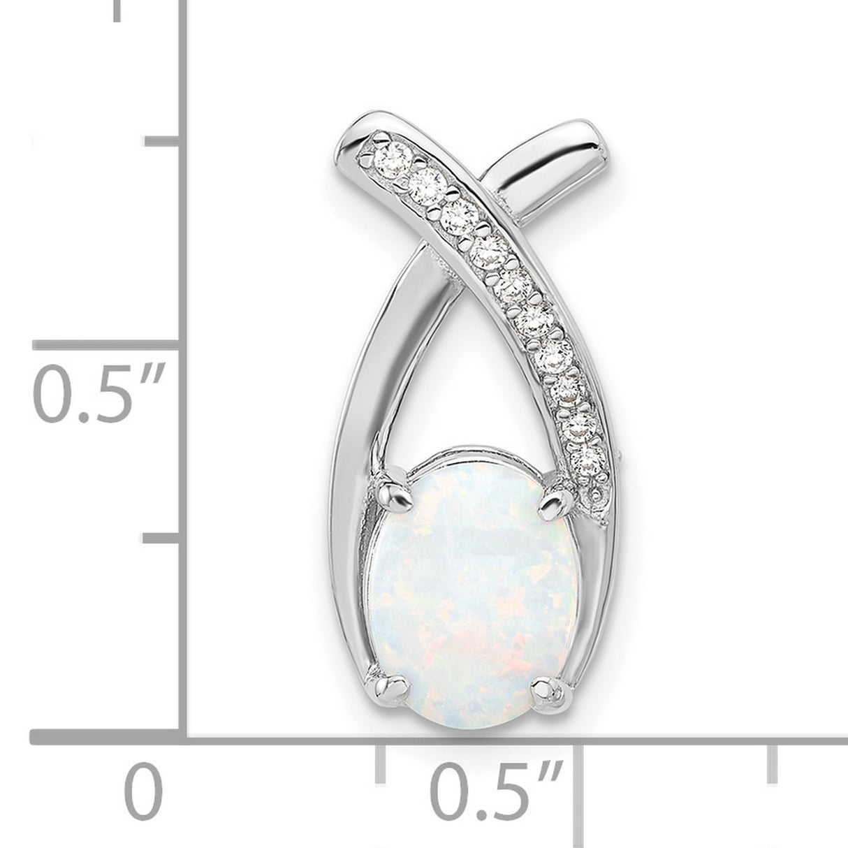 Sterling Silver Ichthys Pendant with Lab Created White Opal and Cubic Zirconia, Christian Infinity Design