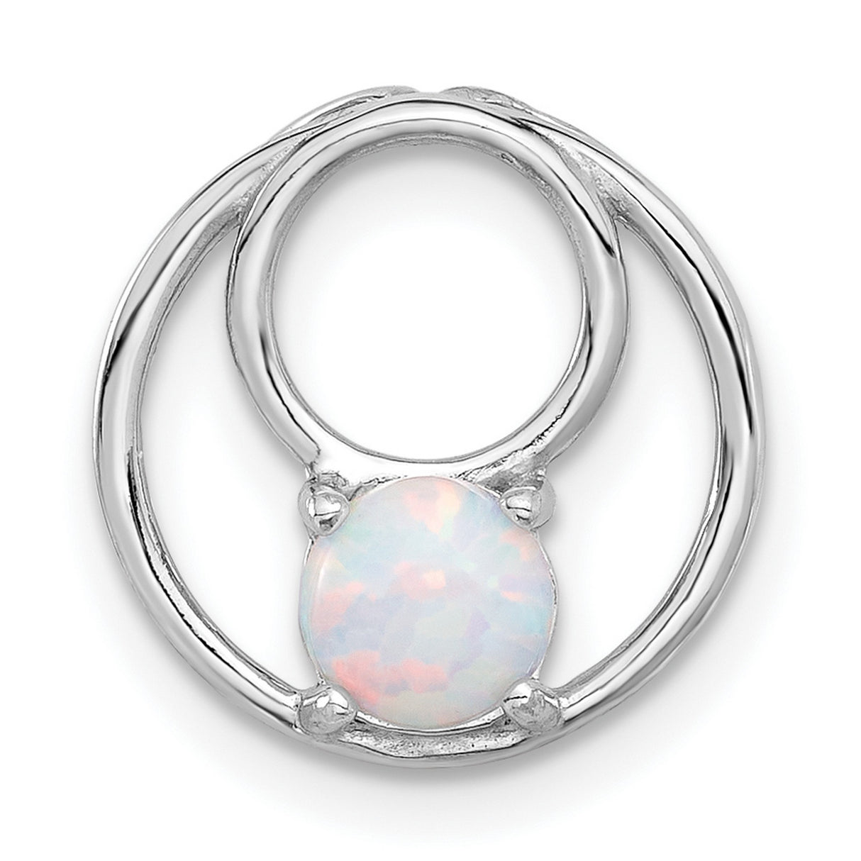 Sterling Silver Opal Pendant with Interlocking Circles Design, Minimalist Spiritual Jewelry for Women