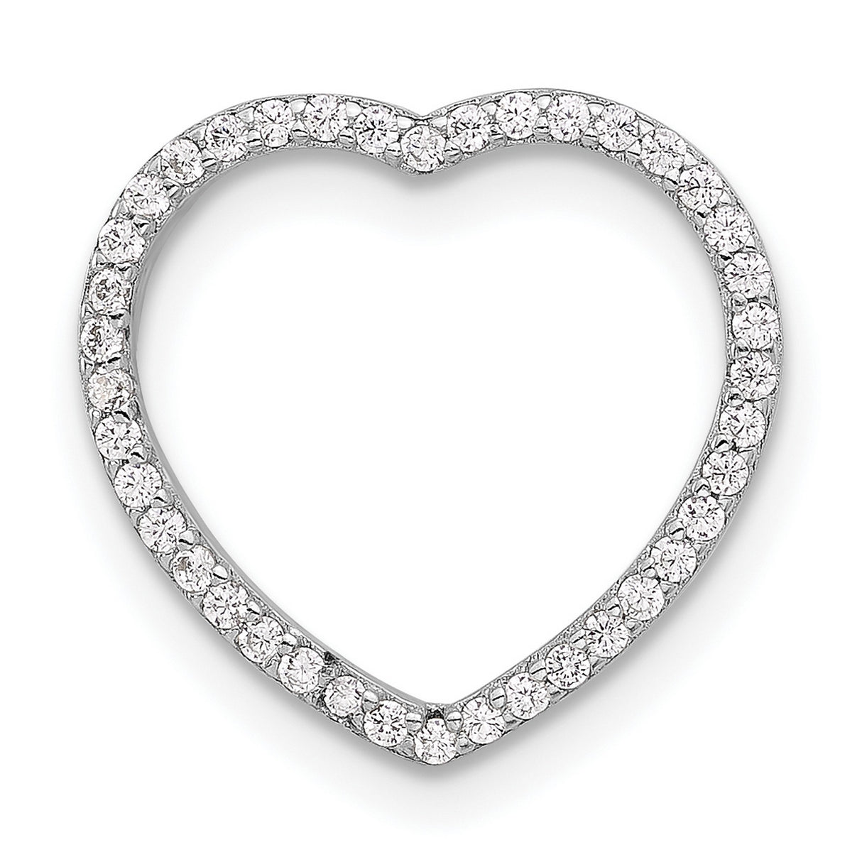 Sterling Silver Heart Pendant with Cubic Zirconia Center and Rose Gold Accent