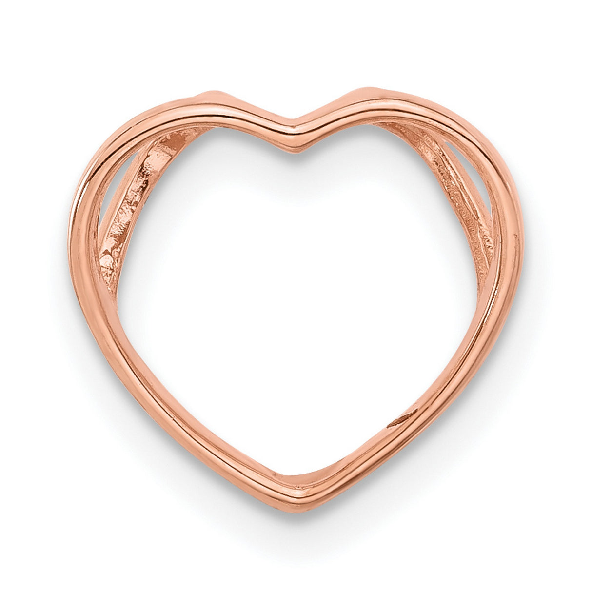 Sterling Silver Heart Pendant with Cubic Zirconia Center and Rose Gold Accent