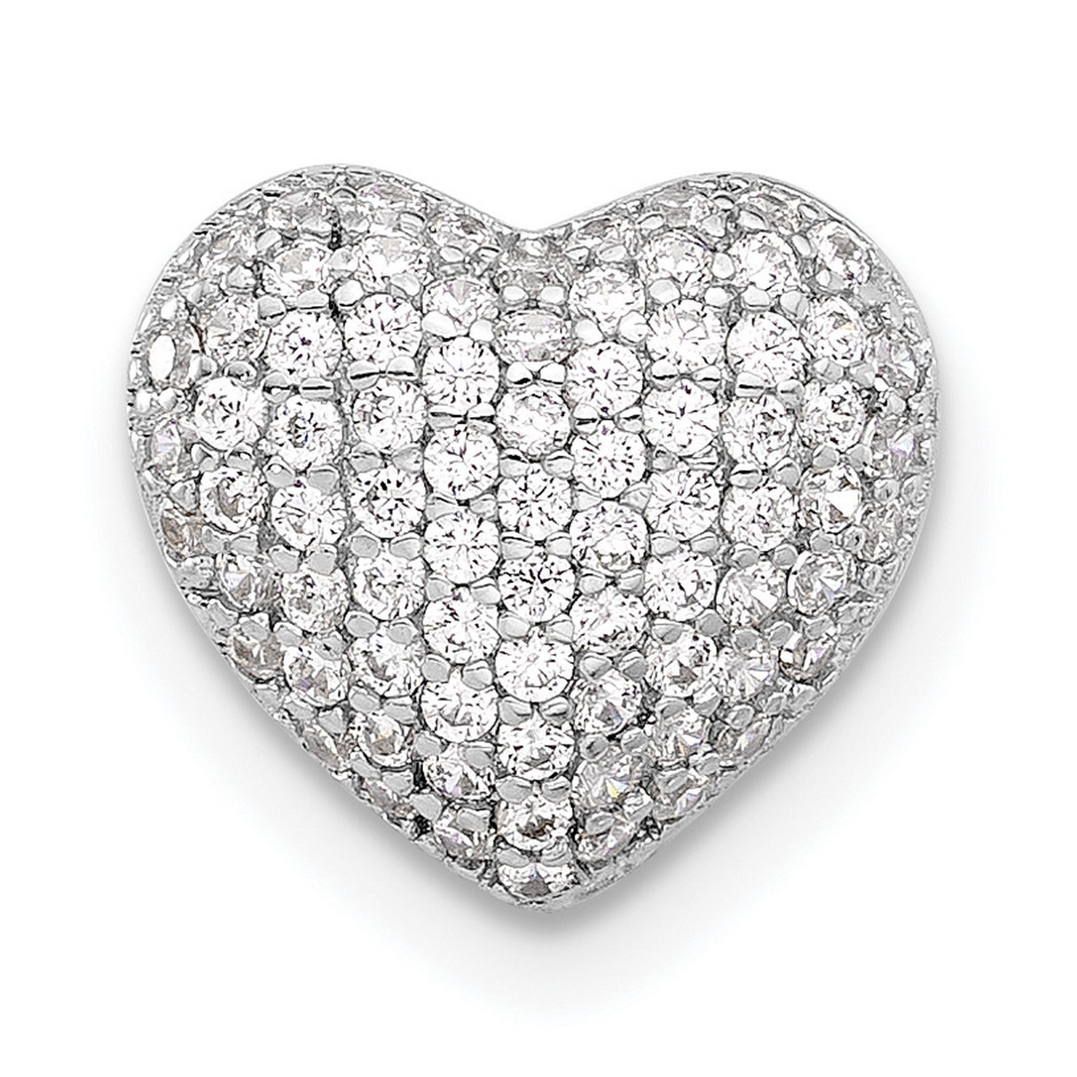 Sterling Silver Heart Pendant with Cubic Zirconia Center and Rose Gold Accent