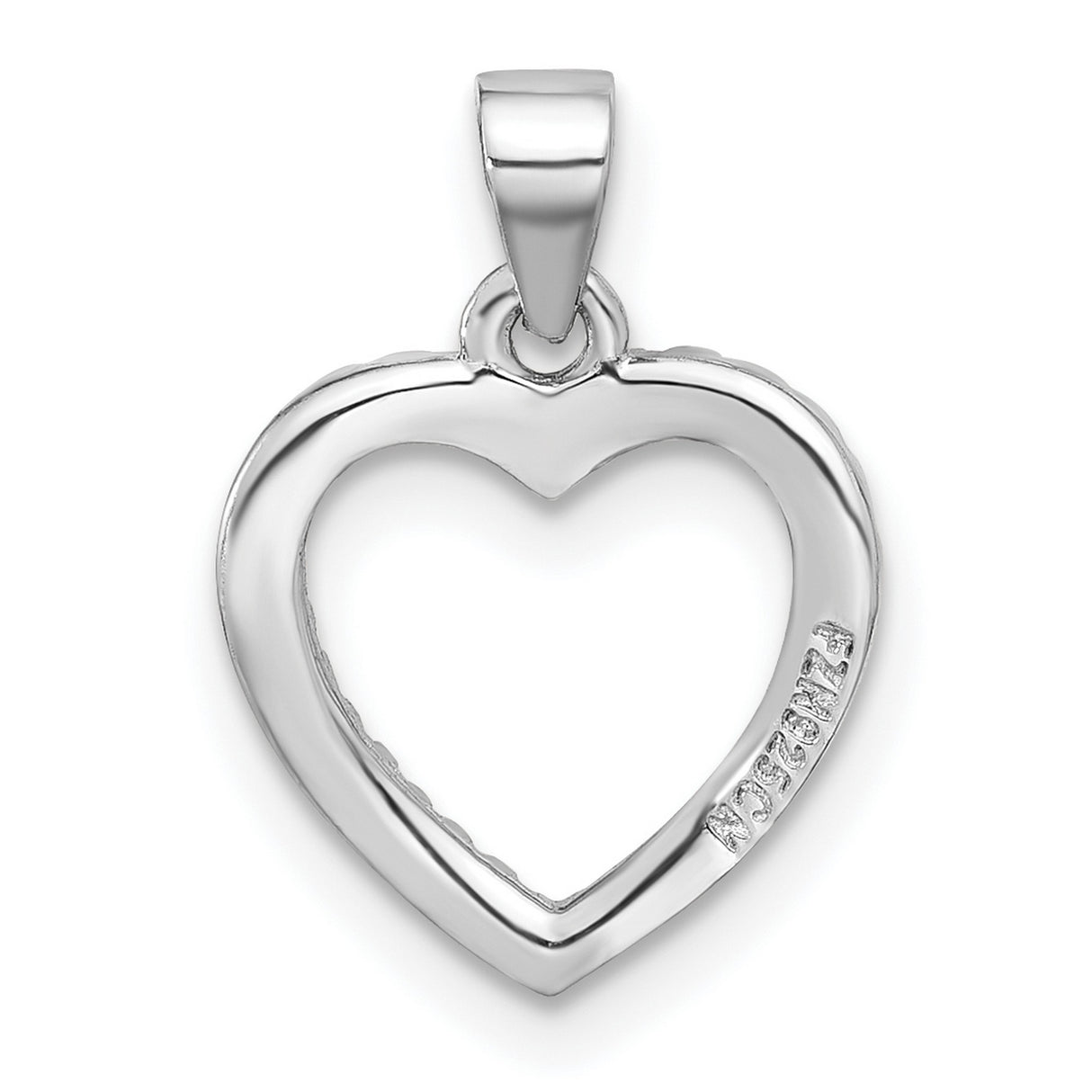 Sterling Silver Heart Pendant with Cubic Zirconia, Open Heart Design Jewelry for Women