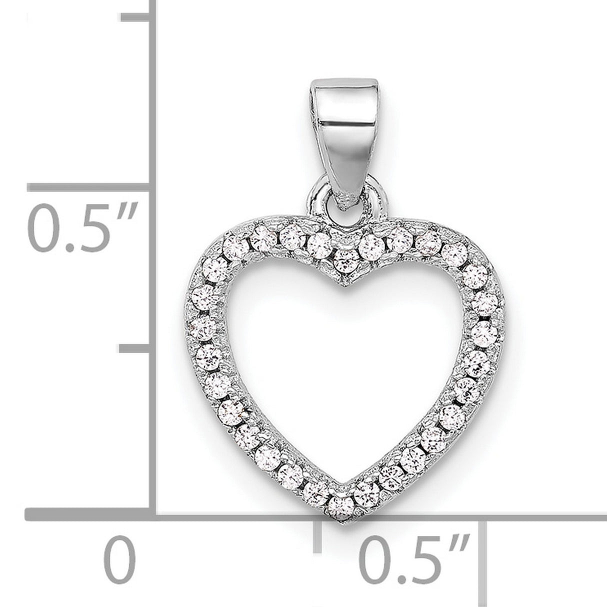 Sterling Silver Heart Pendant with Cubic Zirconia, Open Heart Design Jewelry for Women