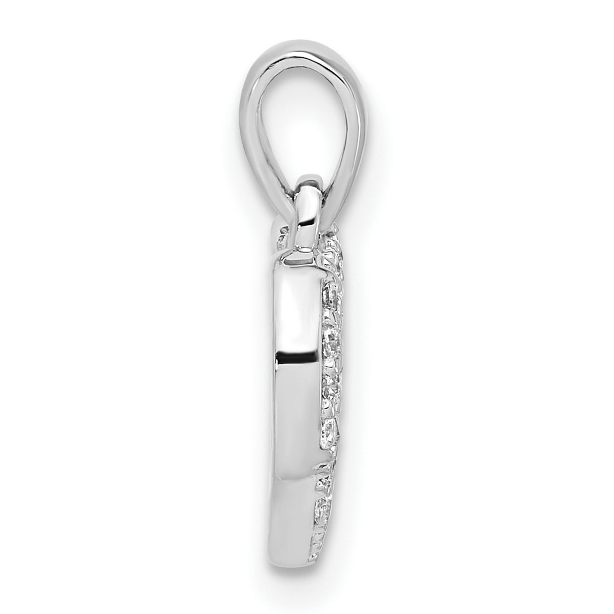 Sterling Silver Heart Pendant with Cubic Zirconia Pavé Setting, Romantic Jewelry for Women