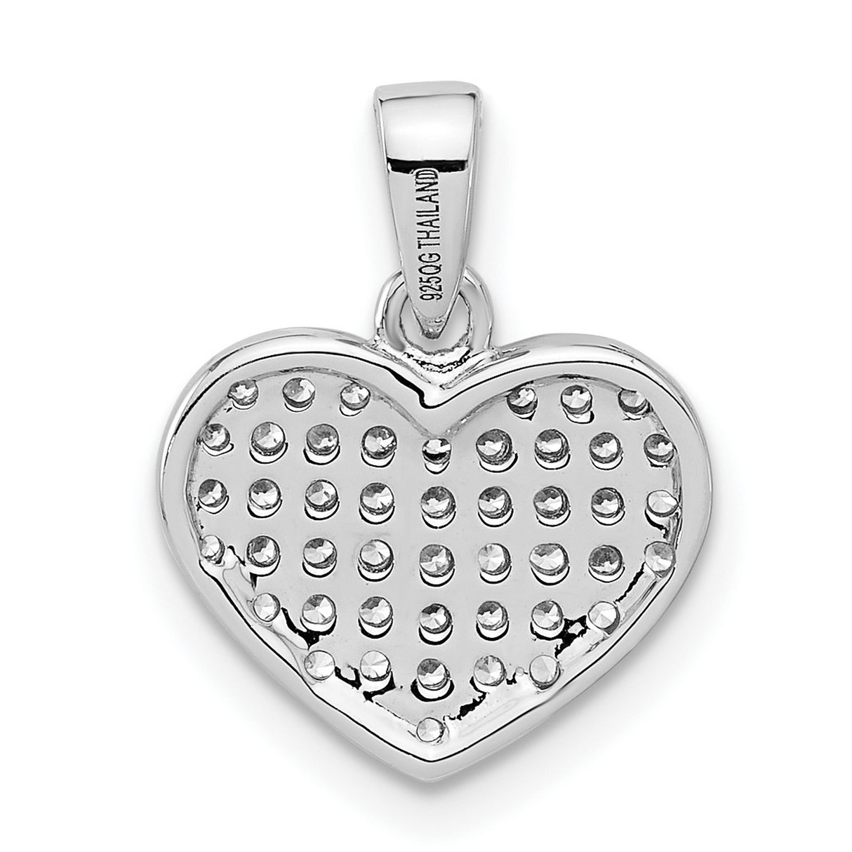 Sterling Silver Heart Pendant with Cubic Zirconia Pavé Setting, Romantic Jewelry for Women