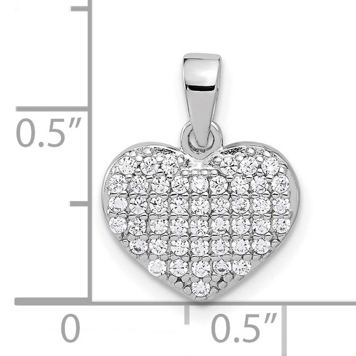 Sterling Silver Heart Pendant with Cubic Zirconia Pavé Setting, Romantic Jewelry for Women