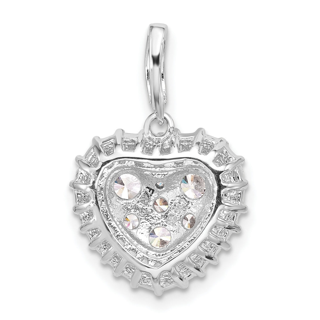 Sterling Silver Heart Pendant with Cubic Zirconia, Romantic Cluster Design for Women