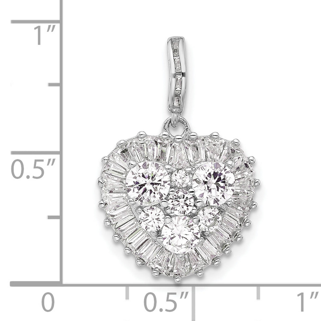 Sterling Silver Heart Pendant with Cubic Zirconia, Romantic Cluster Design for Women