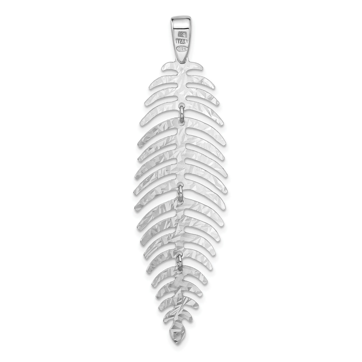 Sterling Silver Leaf Pendant with Hammered Texture and Articulated Botanical Design