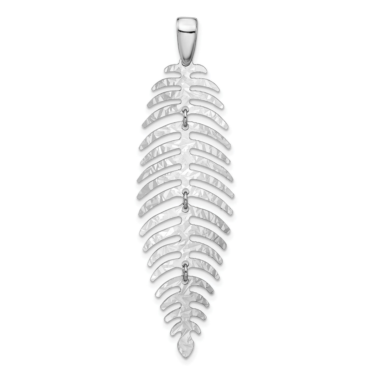 Sterling Silver Leaf Pendant with Hammered Texture and Articulated Botanical Design