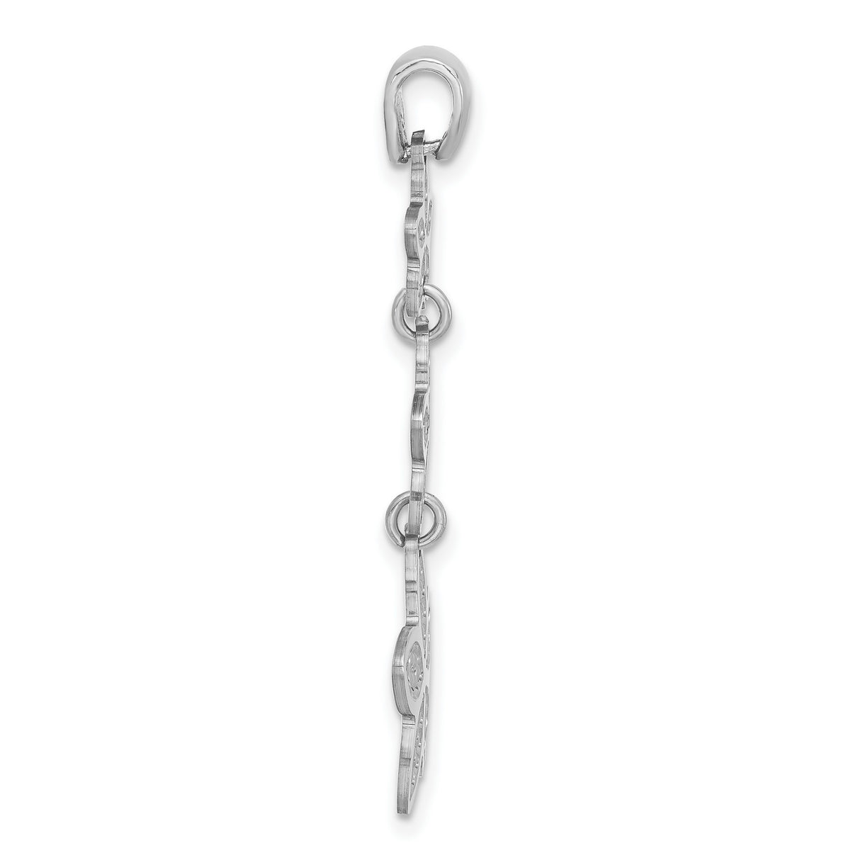 Sterling Silver Pendant with Three Cascading Five-Petal Floral Design for Women
