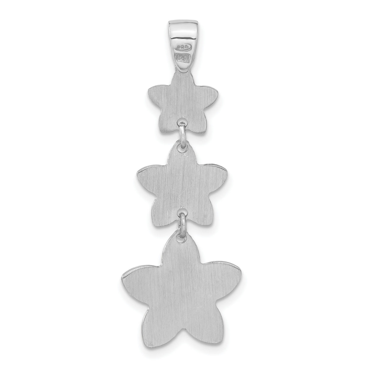 Sterling Silver Pendant with Three Cascading Five-Petal Floral Design for Women