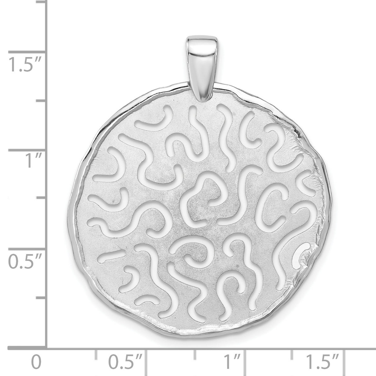 Sterling Silver Round Pendant with Abstract Maze Design, Brushed and Polished Finish