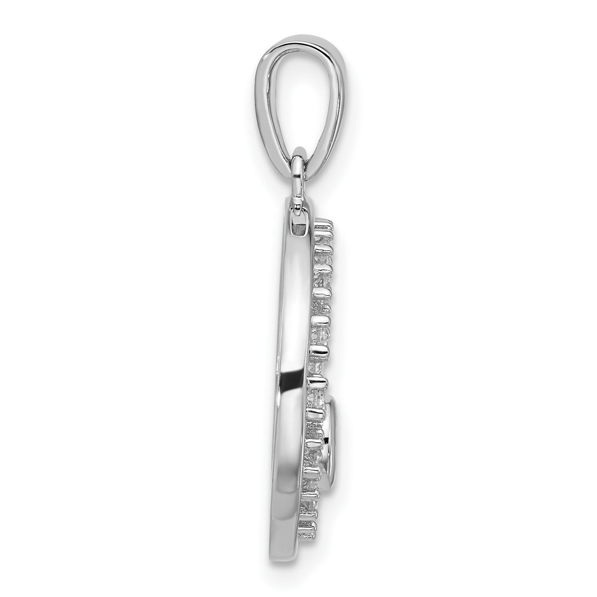 Sterling Silver Circle Pendant with Cubic Zirconia, Modern Minimalist Eternity Design