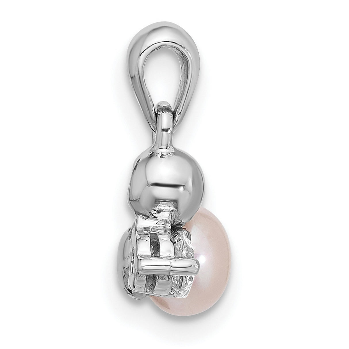 Sterling Silver Pendant with White Freshwater Pearl and Cubic Zirconia Accent for Women