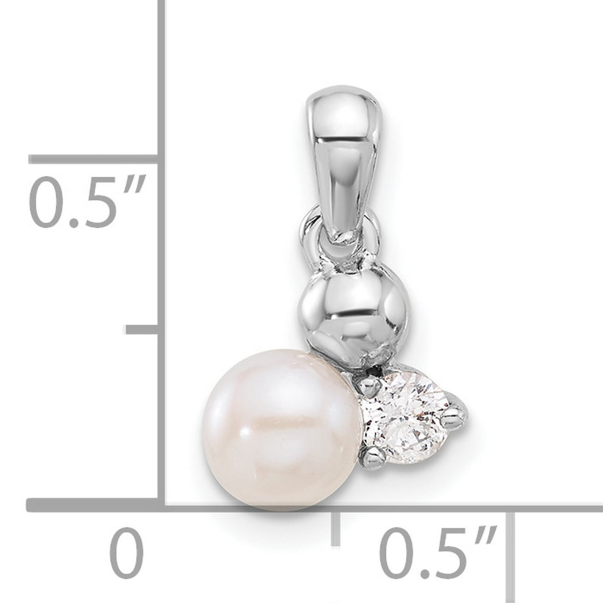 Sterling Silver Pendant with White Freshwater Pearl and Cubic Zirconia Accent for Women