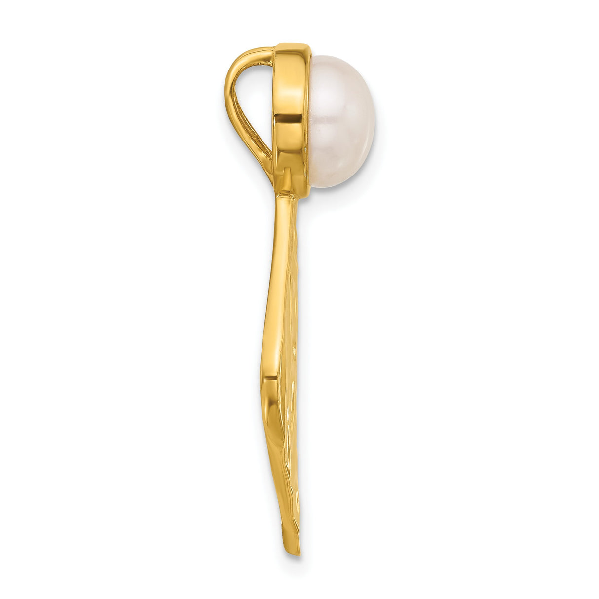 Sterling Silver Pendant with White Pearl, Hammered Diamond-Shaped Design, Modern Minimalist Style