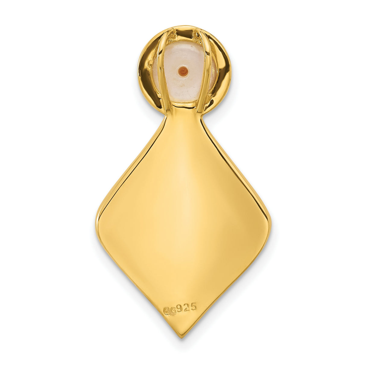 Sterling Silver Pendant with White Pearl, Hammered Diamond-Shaped Design, Modern Minimalist Style