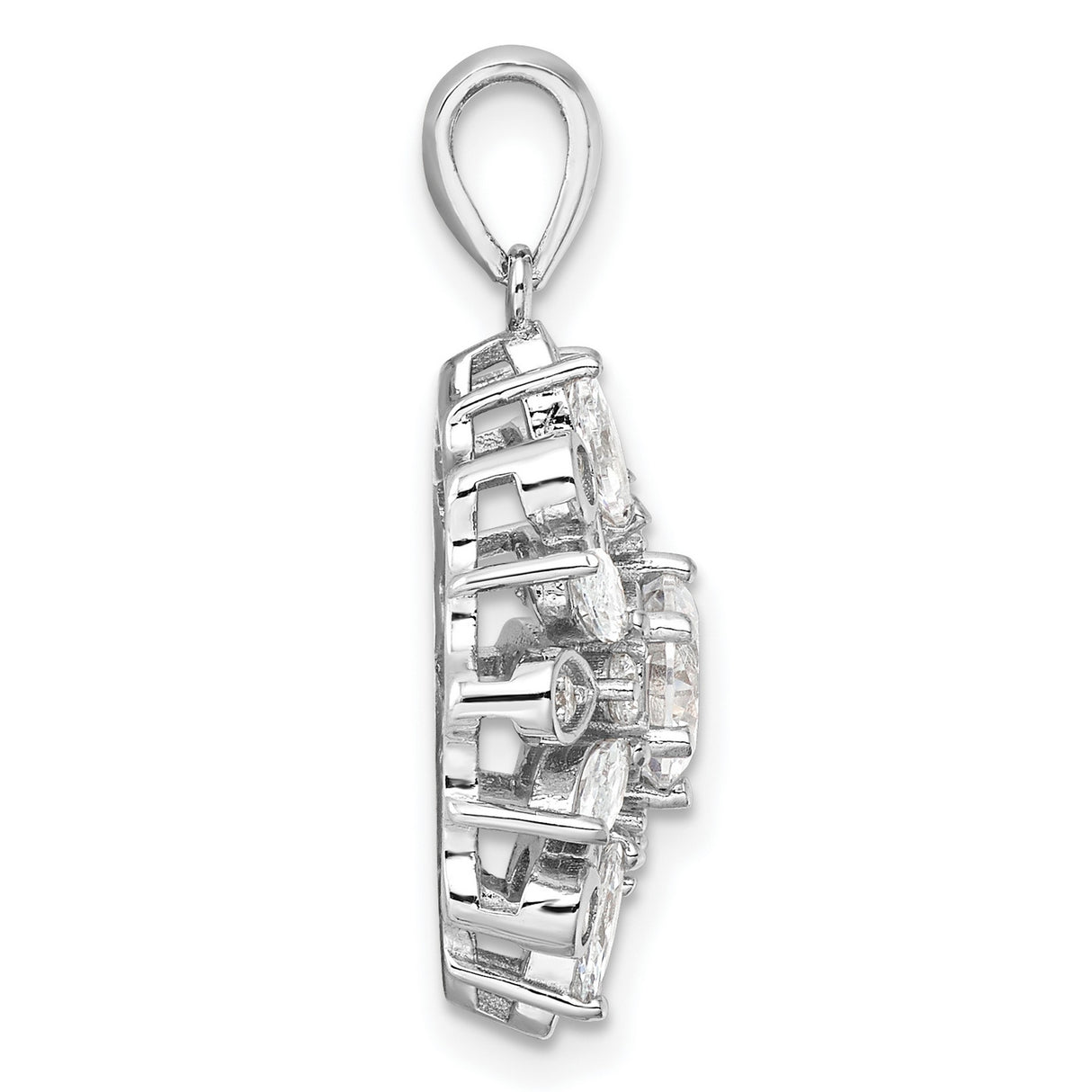 Sterling Silver Snowflake Pendant with Cubic Zirconia, Winter Nature-Inspired Jewelry for Women