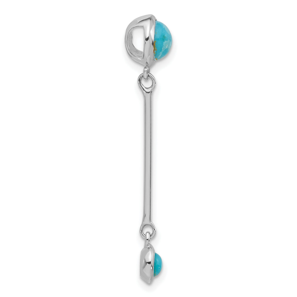 Sterling Silver Dangle Earrings with Turquoise Stones, Sleek Bar Drop Boho Style
